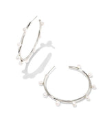 Leighton Silver Plated Hoop Earrings with White Pearl by Kendra Scott