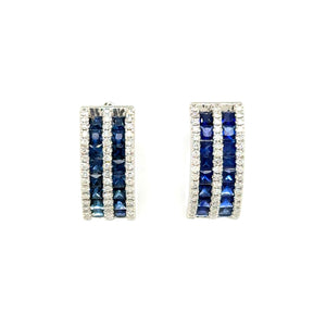 Platinum 3.16cttw Sapphire & 0.62cttw SC Diamond Earrings