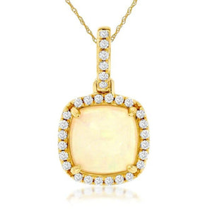 14K Yellow Gold Opal and Diamond Necklace