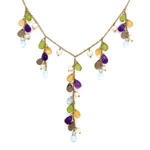 Estate Multi Gemstone Necklace & Earrings