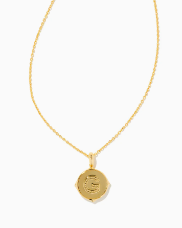 Letter G Gold Plated Disc Pendant in Iridescent Abalone by Kendra Scott