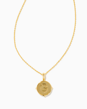 Letter G Gold Plated Disc Pendant in Iridescent Abalone by Kendra Scott