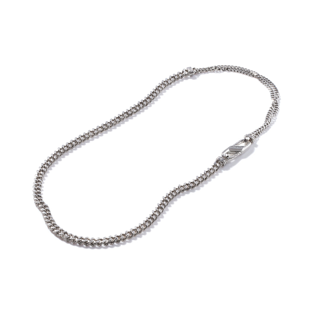 Classic Chain Silver Medium Carabiner 7mm Curb Link Necklace 22" by John Hardy