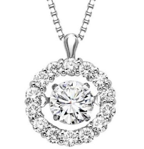 14K White Gold 0.75cttw Diamond Rhythm of Love Pendant & Chain