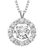 14K White Gold, 0.79cttw Diamond Rhythm of Love Pendant & Chain