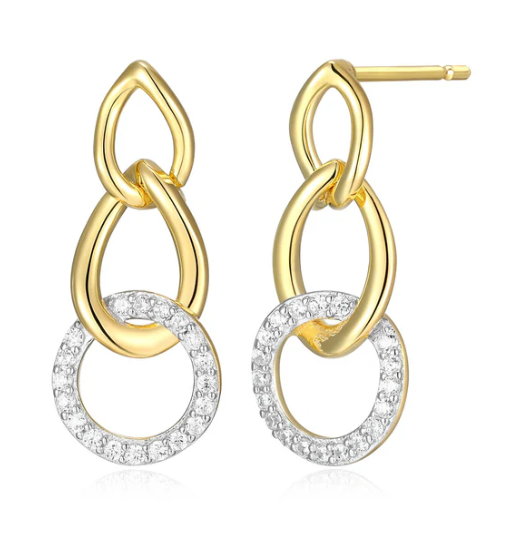 SS Yellow Gold Plated Celeste Oval Link with CZ Drop Earrings