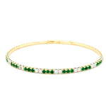 14K Yellow & White Gold 1.00cttw Emerald & 0.64cttw Diamond Bangle Bracelet