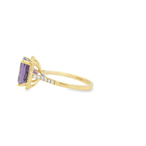 14K Yellow Gold 3.5ct Amethyst & 0.30cttw Diamond Ring by RJM