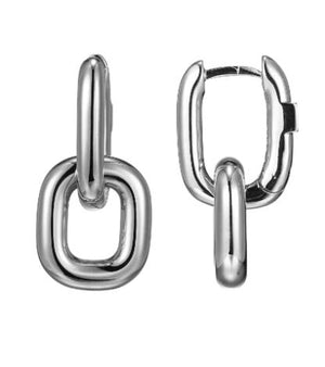 Sterling Silver Square Hoop Drop Earrings by ELLE