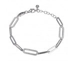 Sterling Silver Bracelet made with Paperclip Chain (5mm) and 3 CZ Link with Ext by Charles Garnier