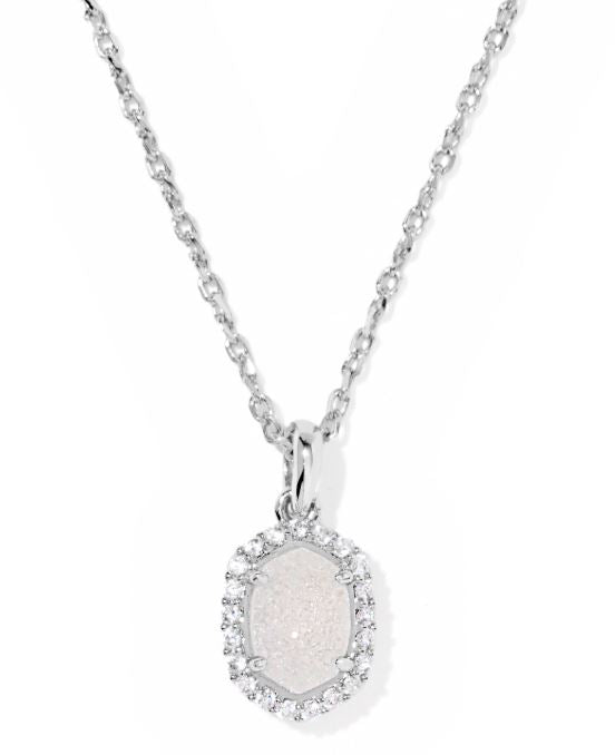 Daphne Silver Iridescent Drusy Crystal Frame Short Pendant Necklace by Kendra Scott