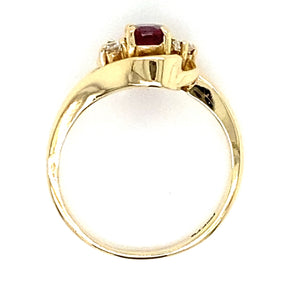 Estate Garnet & Diamond Ring