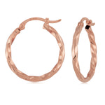 14K Rose Gold Twisted Hoop Earrings