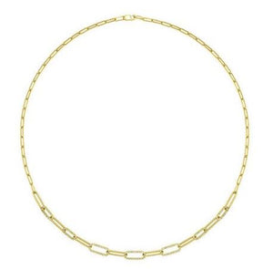 14K Yellow Gold 0.50cttw Diamond Paper Clip Necklace