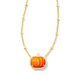 Yellow Gold Plated Pumpkin Short Pendant Necklace Mother of Pearl by Kendra Scott