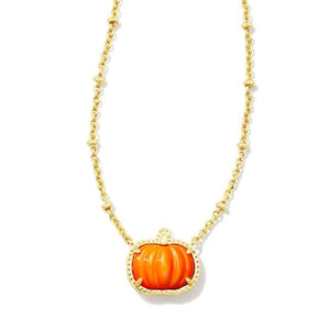 Yellow Gold Plated Pumpkin Short Pendant Necklace Mother of Pearl by Kendra Scott