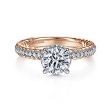 Vetta - 14K White-Rose Gold Round Diamond Engagement Ring