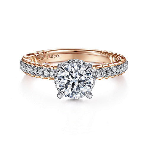 Vetta - 14K White-Rose Gold Round Diamond Engagement Ring
