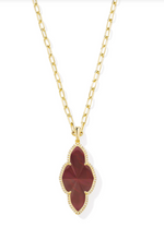 Abbie Gold Plated Cranberry Illusion Pave Frame Large Long Pendant Necklace by Kendra Scott