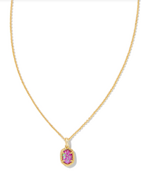 Daphne Gold Magenta Kyocera Opal Framed Short Pendant Necklace by Kendra Scott