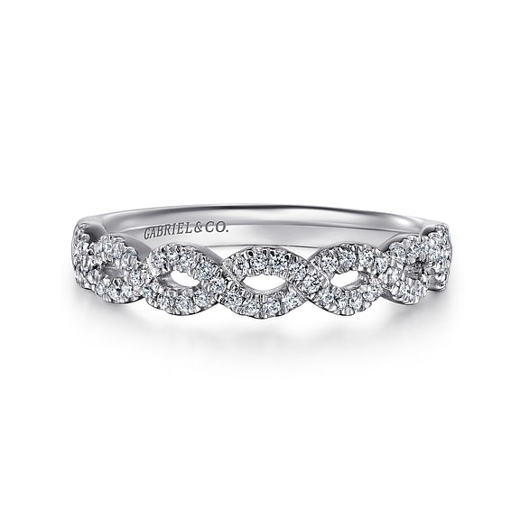 Treviso - Twisted-14K White Gold Twisted Diamond Anniversary Band - 0.2 ct