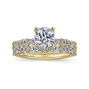 Captivating 14K Yellow Gold Round Diamond Semi-Mount Engagement Ring