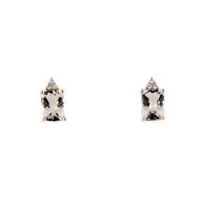 14K Rose Gold 2.45cttw Morganite & 0.06cttw Diamond Stud Earrings