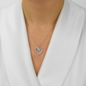 Sterling Silver and Diamond Heart Pendant
