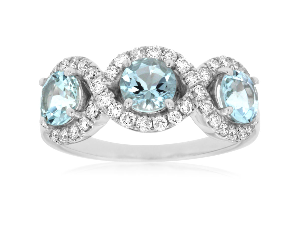 14K White Gold Aquamarine & Diamond Ring by RJM