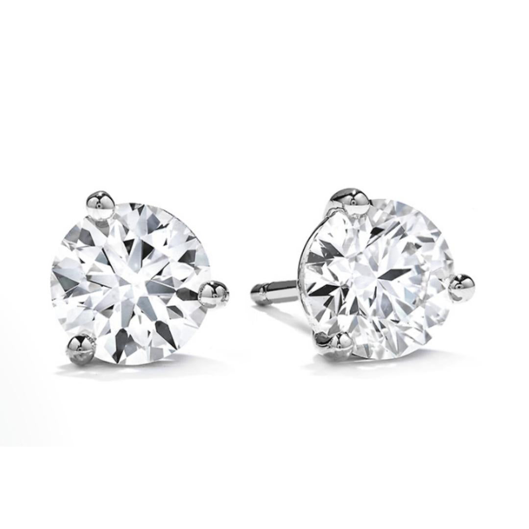 18K White Gold, Hearts on Fire Solitaire Stud Diamond Earrings