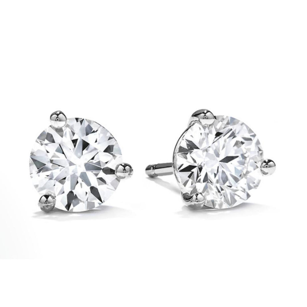 18K White Gold Hearts on Fire Solitaire Diamond Earrings