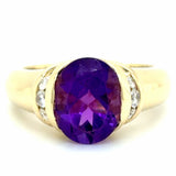 Estate Oval Amethyst & Diamond Fashion Ring
