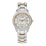 Ladies Eco Drive Crystal Two-Tone Stainless Steel Bracelet Watch by Citizen
