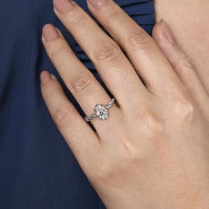 Ama - 14K White Gold Oval Halo Diamond Engagement Ring