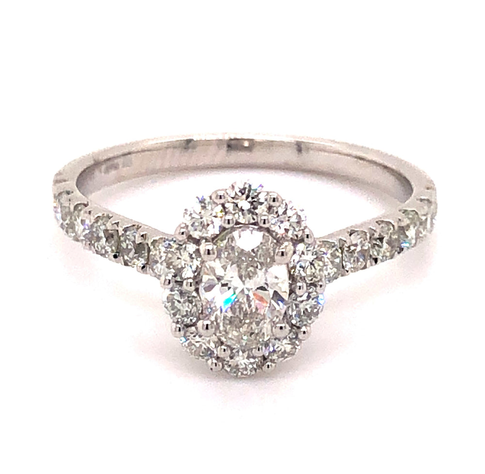 Lab Grown Diamond Engagement Ring with Oval Center and Halo