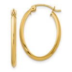 14K Yellow Gold  2mm Oval Hoop Earrings