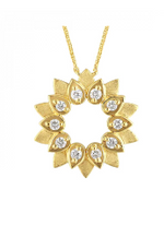 14K Yellow Gold 0.33cttw Diamond Flower Necklace