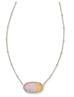 Elisa Satellite Silver Plated Necklace Pink Watercolor Drusy by Kendra Scott