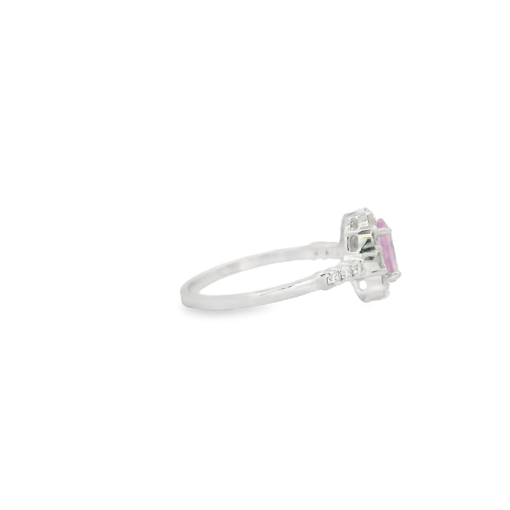 14K White Gold 1.00ct Pink Sapphire & 0.47cttw Diamond Ring by RJM