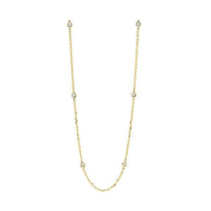 14K Yellow Gold 1.00cttw Diamond Station Necklace