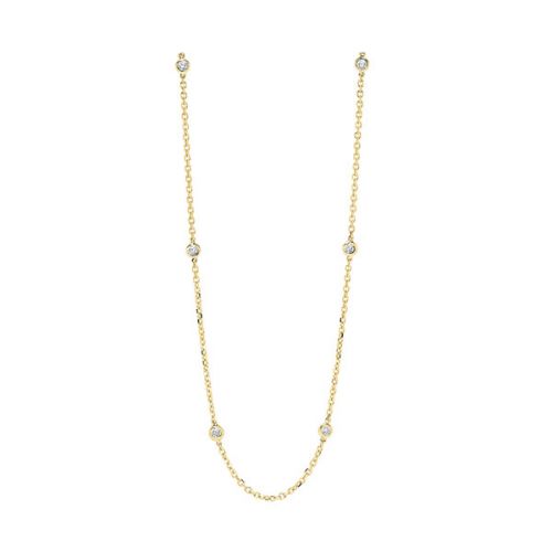 14K Yellow Gold 1.00cttw Diamond Station Necklace