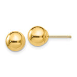 14K Yellow Gold, 7mm Ball Post Earrings