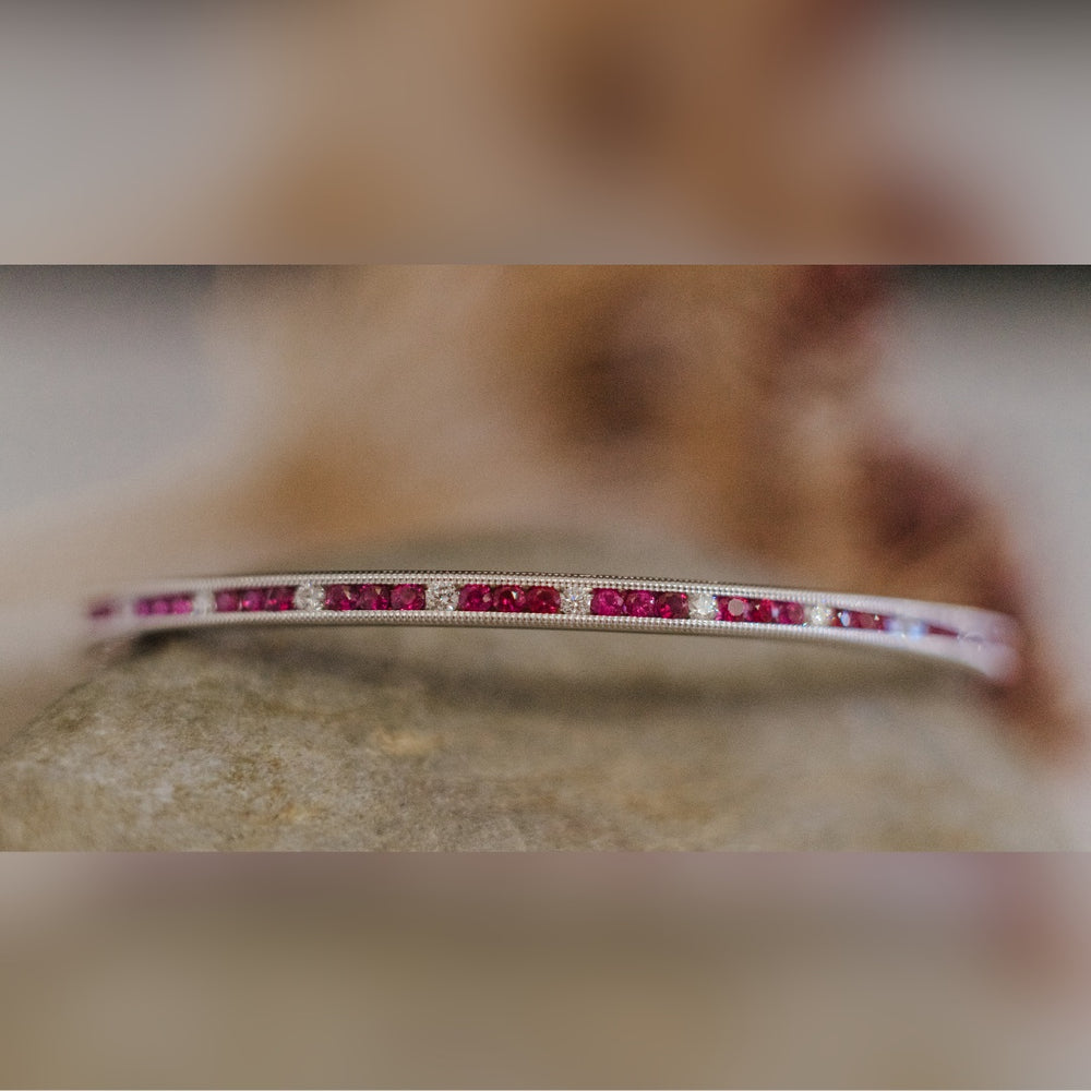 14k White Gold VS G/H .33cttw Diamond 1.5cttw Ruby Bracelet