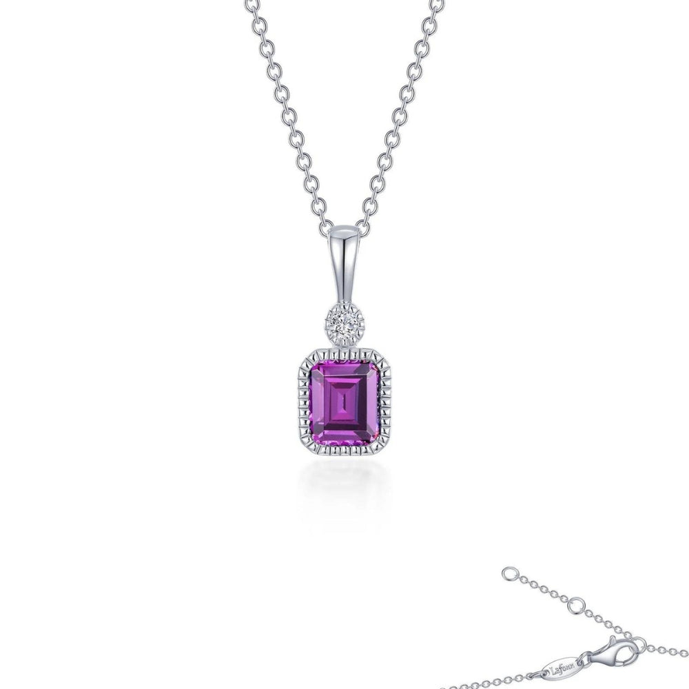 Sterling Silver 0.91cttw Simulated Diamond & Simulated Amethyst Pendant Necklace