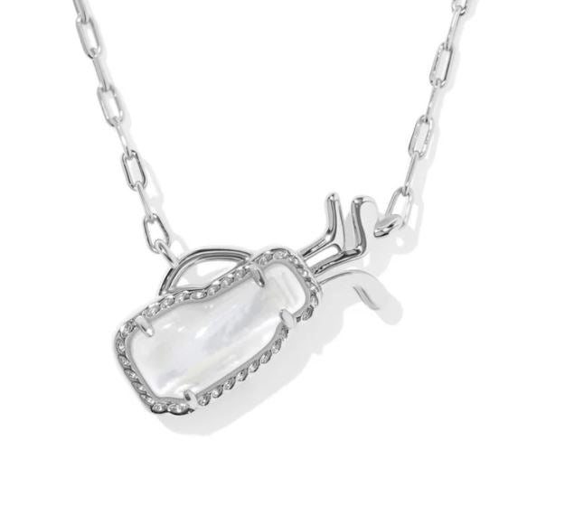 Golf Silver Ivory MOP Short Pendant Necklace by Kendra Scott