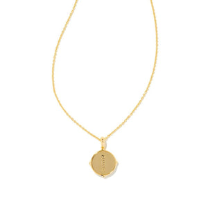 Letter I Gold Plated Disc Reversible Necklace in Iridescent Abalone by Kendra Scott