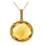 14K Yellow Gold 9.50ct Citrine & 0.15cttw Diamond Pendant by RJM