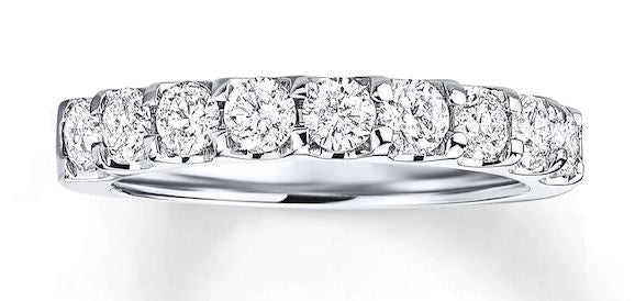 14K White Gold 1.00ct Lab Grown Diamond Wedding Band Sz 6.5