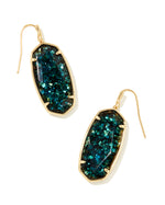 Elle Gold Plated Faceted Drop Earrings in Dark Teal Mica by Kendra Scott