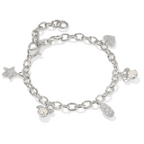 Mickey Minnie Silver Iridescent White Charm Bracelet by Kendra Scott